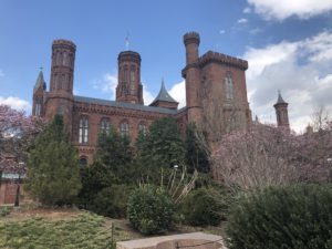 Side view of the Smithsonian Castle