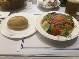 Amtrak's salad and dinner roll