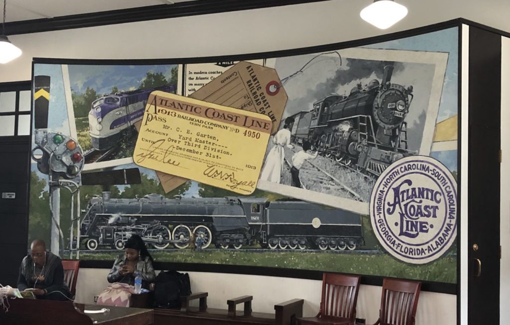The mural inside the Wilson, NC Amtrak station