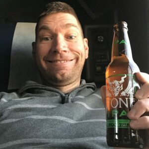 Kev with a beer