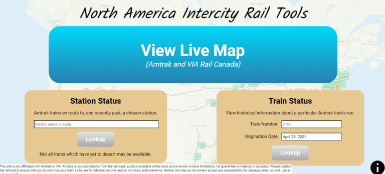 Screen of the intercity map website