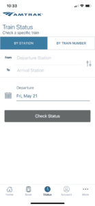 A look at the Amtrak App's train status page. 