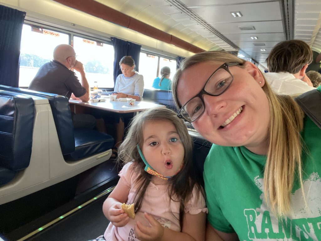 Paula and Mack in the dining car