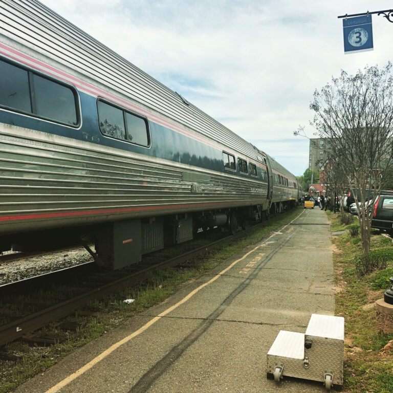 An outside view of the Cardinal's cafe car.