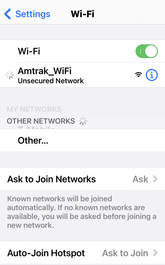 Amtrak Wi-Fi hook up