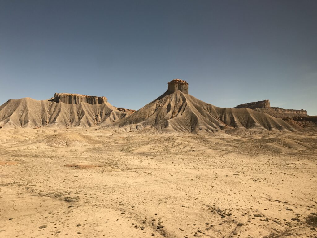 Moab, Utah from the window of the Amtrak California Zephyr.