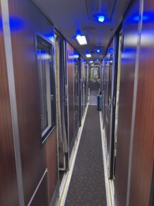 Hallway of an Amtrak Baggage Dorm car
