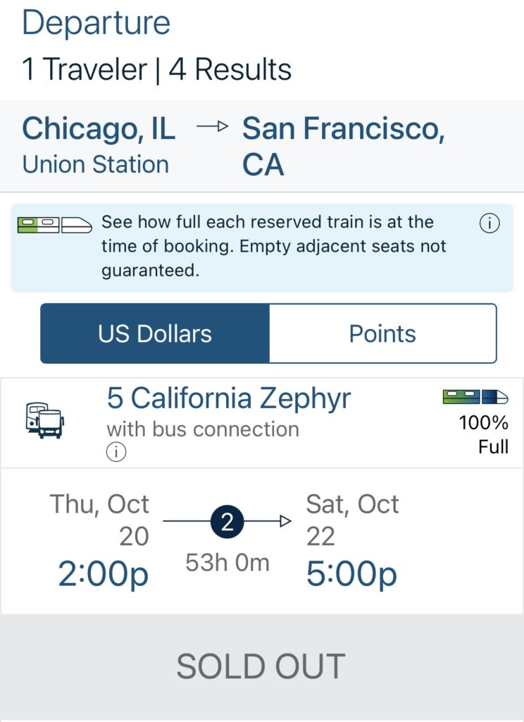 Amtrak Sold Out