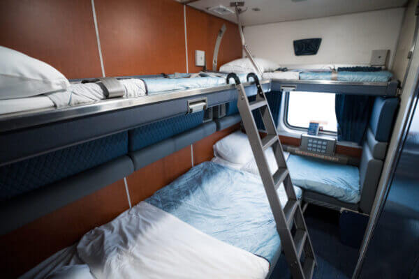 Amtrak Family Bedroom set up for the night